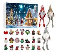 YRTUOP Calendrier de l'Avent Lutins de Noël | 24 Jours Décompte Noël 2025 - Ornements Festifs pour Filles Garçons Halloween Adultes Arbre Fenêtre Table Cheminée