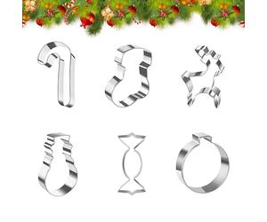 YRTUOP Emporte-Pièces À Biscuits De Noël | 6 Pièces En Acier Inoxydable Bonhomme De Neige Et Canne En Sucre - Coffret De Moules En Métal Pour Fêtes À Biscuits - Pour Fondant Fromage Dessert Pâtisserie