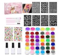 YRTUOP Kit de peinture pour le visage et le corps, arc-en- activé par l'eau - Pochoirs et pinceau pour carnaval, cosplay, scène, Halloween, piscine, anniversaire, fête des