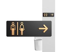 YRTUOP Panneau de direction des toilettes - Autocollant et résistant aux températures - Plaque murale pour toilettes commerciales - Pour centres commerciaux, salons, bâtiments, restaurants, cafés et