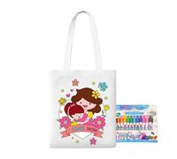 YRTUOP Sac fourre-tout en toile pour peinture - Sac de coloriage - Fête des mères - Artisanat éducatif avec stylos de peinture pour enfants à partir de 3 ans - Garçons et filles - Salle de classe