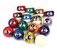 YRU Lot de 16 Boules de Billard 57.2MM, Professionnelles pour Table de Billard Noir Huit Billard en Cristal Américain Seize Couleurs Accessoires De Billard