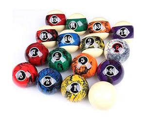 YRU Lot de 16 Boules de Billard 57.2MM, Professionnelles pour Table de Billard Noir Huit Billard en Cristal Américain Seize Couleurs Accessoires De Billard