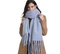YRUIIA Foulard Femme Longue Écharpe Douce Et Épaisse pour Femme, Chaud, Hiver, Cachemire Artificiel, Grand Châle À Pampilles (220 X 50 Cm) (baby blue)