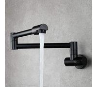 YRUIIA Mitigeur Cuisine Rabattable Robinet Mural, Mitigeur Evier Cuisine Embout Multifonction à Robinet Eau Froide 360 Pivotant Robinetterie de Cuisine-Noir