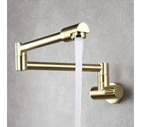 YRUIIA Mitigeur Cuisine Rabattable Robinet Mural, Mitigeur Evier Cuisine Embout Multifonction à Robinet Eau Froide 360 Pivotant Robinetterie de Cuisine-Doré Brossé