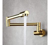 YRUIIA Mitigeur Cuisine Rabattable Robinet Mural, Mitigeur Evier Cuisine Embout Multifonction à Robinet Eau Froide 360 Pivotantrobinetterie de Cuisine -d'or