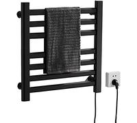 YRUIIA Sèche-Serviettes électrique Noir, Porte-Serviettes Chauffant en Alliage d'aluminium, Chauffe-Serviettes électriques muraux pour Salle de Bain, Porte-Serviettes Chauds