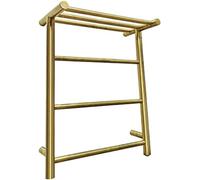 YRUIIA Sèche-Serviettes électrique Or brossé, Porte-Serviettes Chauffant Mural en Acier Inoxydable 304 avec étagère supérieure, économe en énergie 35W, Chauffe-Serviettes pour Salle de Bain,Plug in