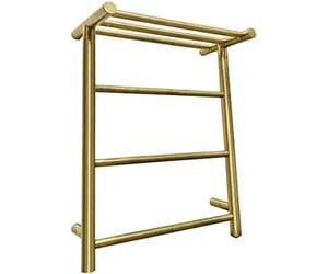 YRUIIA Sèche-Serviettes électrique Or brossé, Porte-Serviettes Chauffant Mural en Acier Inoxydable 304 avec étagère supérieure, économe en énergie 35W, Chauffe-Serviettes pour Salle de Bain,Plug in