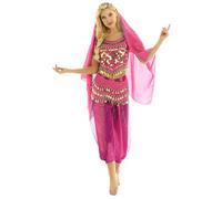 Yruioon Costume De Danse Du Ventre Ensemble Paillettes Crop Tops Pantalon Harem Foulard De Hanche Écharpe Robe Danse Du Ventre Danseuse Orientale Tenue Rose-A Taille unique