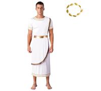 Yruioon Costume De Toge Grecque Pour Hommes Grèce Antique Mythos Philosophe Robe Romaine Robe Avec Bandeau Blanc XXL