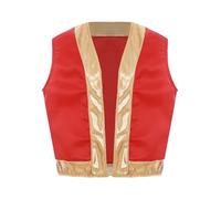 Yruioon Enfants Garçons Arabian Prince Gilet Or Garniture Ouvert Front Cardigan Halloween Carnaval Party Gilet 5-16 Ans Rouge 5-6 ans