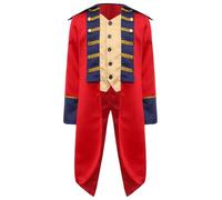 Yruioon Enfants Médiéval Prince Queue-de-pie Garçons À Manches Longues Victorien Veste Redingote Britannique Costume Colonial Américain 5-16 Ans Rouge 11-12 ans