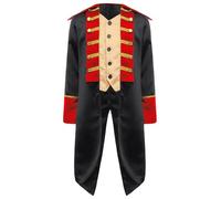 Yruioon Enfants Médiéval Prince Queue-de-pie Garçons À Manches Longues Victorien Veste Redingote Britannique Costume Colonial Américain 5-16 Ans Noir 11-12 ans