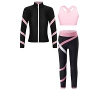 Yruioon Filles Survêtement Athlétique Leggings Avec Débardeurs 3 Pièces Tenues De Fitness Ensembles Gymnastique Entraînement Sportif 5-16 Ans Rose 9-10 ans
