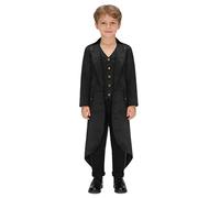 Yruioon Garçons Filles Renaissance Steampunk Queue De Pie Veste Enfants Médiéval Vintage Victorien Gothique Redingote 5-16 Ans Noir 13-14 Ans