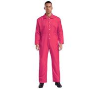 Yruioon Hommes Manches Longues Combinaison De Travail Combinaisons Mécanicien Uniforme Combinaison Légère Vêtements De Travail Rose Vif M