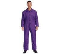 Yruioon Hommes Manches Longues Combinaison De Travail Combinaisons Mécanicien Uniforme Combinaison Légère Vêtements De Travail Violet L