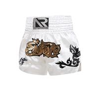 Yruioon Shorts De Boxe pour Jeunes Pantalons Courts Muay Thai Shorts MMA De Kickboxing Boxers pour Enfants Sport Fitness 5-12 Ans Un Blanc 8-12 Ans