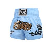Yruioon Shorts De Boxe pour Jeunes Pantalons Courts Muay Thai Shorts MMA De Kickboxing Boxers pour Enfants Sport Fitness 5-12 Ans Un Bleu Clair 8-12 Ans
