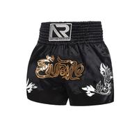 Yruioon Shorts De Boxe pour Jeunes Pantalons Courts Muay Thai Shorts MMA De Kickboxing Combat Boxers pour Enfants Sport Fitness 5-12 Ans Un Noir 5-7 Ans