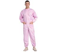 Yruioon Unisexe Bleu De Travail Hommes Combinaison Antistatique Combinaison De Protection avec Fermeture Éclair Poches Intégrale Industrie Artisan Rose 4XL