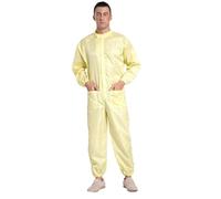 Yruioon Unisexe Bleu De Travail Hommes Combinaison Antistatique Combinaison De Protection avec Fermeture Éclair Poches Intégrale Industrie Artisan Jaune L