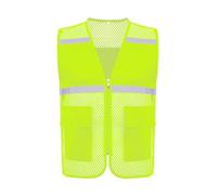 Yruioon Veste De Sécurité Unisexe Pour Hommes Et Femmes Avec Fermeture Éclair Veste Réfléchissante Pour Vélo De Signalisation Travail Jaune fluorescent M
