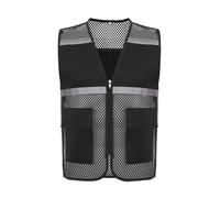 Yruioon Veste De Sécurité Unisexe Pour Hommes Et Femmes Avec Fermeture Éclair Veste Réfléchissante Pour Vélo De Signalisation Travail Noir M