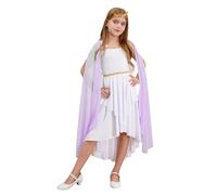 Yruioon Vêtement Jeune Mädchen Robe Déesse Grecque Robe Princesse Antique Romaine avec Couronne Laurier Toge Blanche Fête Élégante Lavande 5-6 Ans