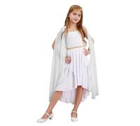 Yruioon Vêtement Jeune Mädchen Robe Déesse Grecque Robe Princesse Antique Romaine avec Couronne Laurier Toge Blanche Fête Élégante Blanc 15-16 Ans