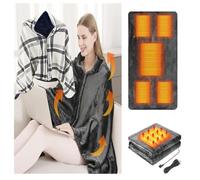 YRUISI Couverture chauffante USB, couverture chauffante sans fil, haute puissance de 18 W, 8 zones de chauffage, couverture portable super confortable avec 3 niveaux de chauffage et fonction de