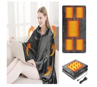 YRUISI - Couverture chauffée par USB, pull chauffé, couverture électrique sans fil, 18 W haute puissance, 8 zones de chauffage, couverture super confortable et douce avec 3 niveaux de