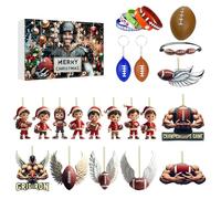 Yrv108 Calendrier de l'Avent de rugby avec jouets de Noël compte à rebours 24 jours Calendrier de l'Avent n° 2 (bleu, 26,5 x 18,5 x 2,8)