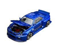 YRXIAO 1:64 pour #158 Nissan GT-R Skyline R34 Modèle Réduit De Voiture en Alliage À Toit Ouvert Décoration Métal Moulé