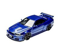 YRXIAO Modèle Réduit De Voiture en Résine GT-R R34 Skyline À L'échelle 1:64 - Collection - Décorations Et Souvenirs(Blue)