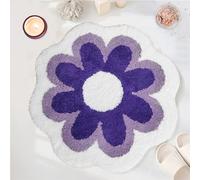 YRXRUS Tapis de bain à fleurs, violet, tapis de bain beauté, tapis de bain en microfibre ultra douce, lavable en machine, tapis de bain, cadeau esthétique, décoration de chambre d'été, 60 x 60 cm