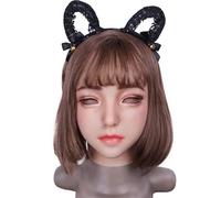 YRZGSAWJ Masque en silicone pour femme visage realiste Masque pour Travesti Crossdresser Drag queen (M'a'r'ron)