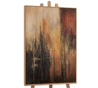 YS Art Abstraction élégante Peinture acrylique sur toile avec accents dorés Peint à la main avec cadre Décoration murale moderne pour salon, bureau, 140 x 100 cm