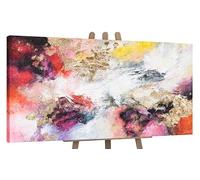 YS Art abstrait modern peinte à la main Jardin lumineux Surface texturée tons émeraude et blanc avec or Déco murale salon Peinture moderne 200x100 cm