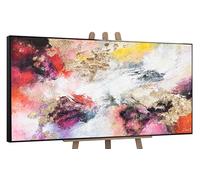 YS Art Abstrait Peinture acrylique sur toile Jardin clair Peint à la main Tableau mural pour salon moderne Décoration d'intérieur Images Bureau Chambre d'enfant Multicolore Véritable Art avec cadre