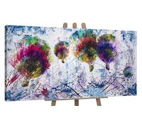 YS Art abstrait peinture acrylique sur toile peinte à la main tableau mural salon moderne coloré montgolfière décoration d'intérieur images véritable art 160 x 80 cm