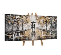 YS-Art Automne peinture Acrylique sur Toile avec des accents dorés peints à la main Tableau mural Salon Moderne Décoration de la maison photos pour salon 115x50 cm