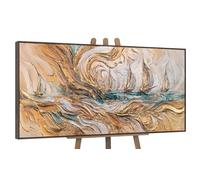 YS-Art Belle peinture acrylique sur toile avec cadre peint à la main des abstractions tableau mural salon bureau décoration moderne galerie image œuvre d'art 160x80 cm