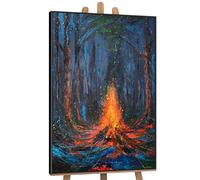 YS-Art Grande peinture acrylique sur toile nature peinte à la main chanson de feu tableau mural peint à la main salon moderne décoration de la maison photos bureau véritable art 120x80 cm