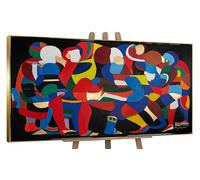 YS - Art Peinture acrylique peinte à la main avec cadre « Danses des couleurs et des formes » | Peinture abstraite | Décoration d'intérieur | Moderne | Tableau acrylique pour chambre