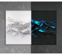 YS-Art Peinture lumineuse dans le noir «Beauté céleste» | Peintures acryliques sur toile peintes à la main Décorations d'intérieur | Cercle Noir Art abstrait phosphorescent lumineux KL007