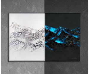 YS-Art Peinture lumineuse dans le noir «Beauté céleste» | Peintures acryliques sur toile peintes à la main Décorations d'intérieur | Cercle Noir Art abstrait phosphorescent lumineux KL007