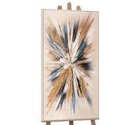 YS-Art Peintures acryliques abstraites colorées de luxe sur toile avec cadre beige tableau mural peint à la main salon moderne décoration de la maison photos bureau véritable art 200x100 cm